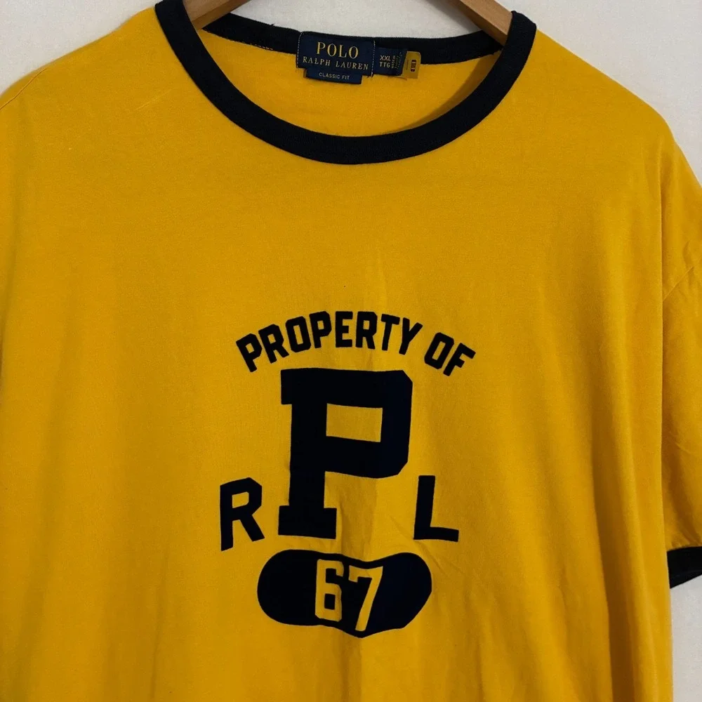 Polo Ralph Lauren Shirt Men's 2XL Property Of RPL 67 Classic Preppy Ringer Tee